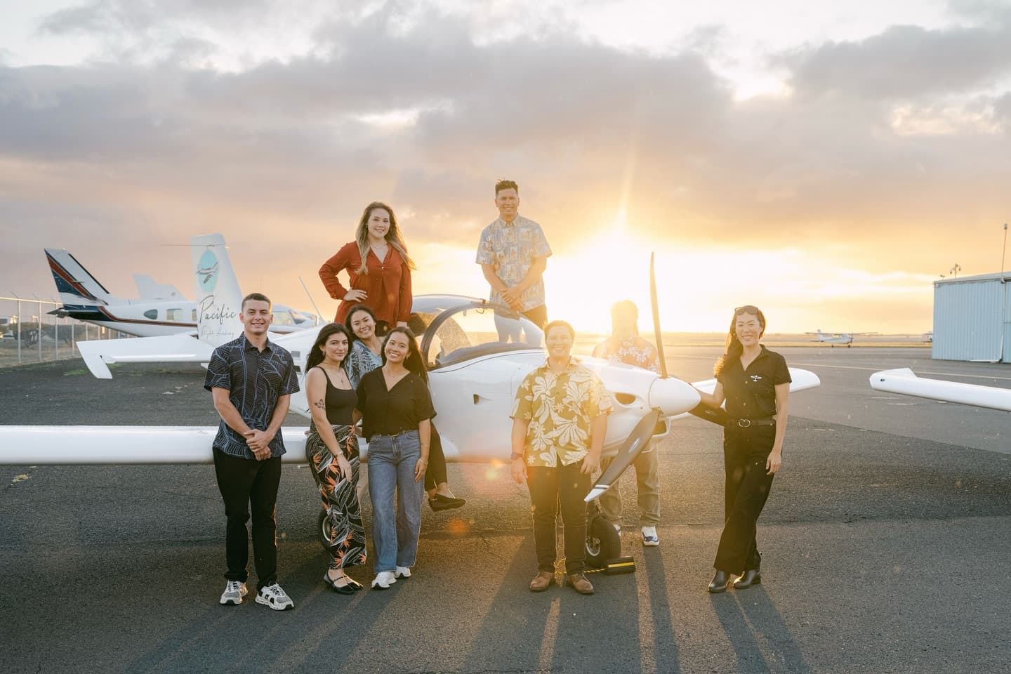 Pacific Flight Academy team at sunset
